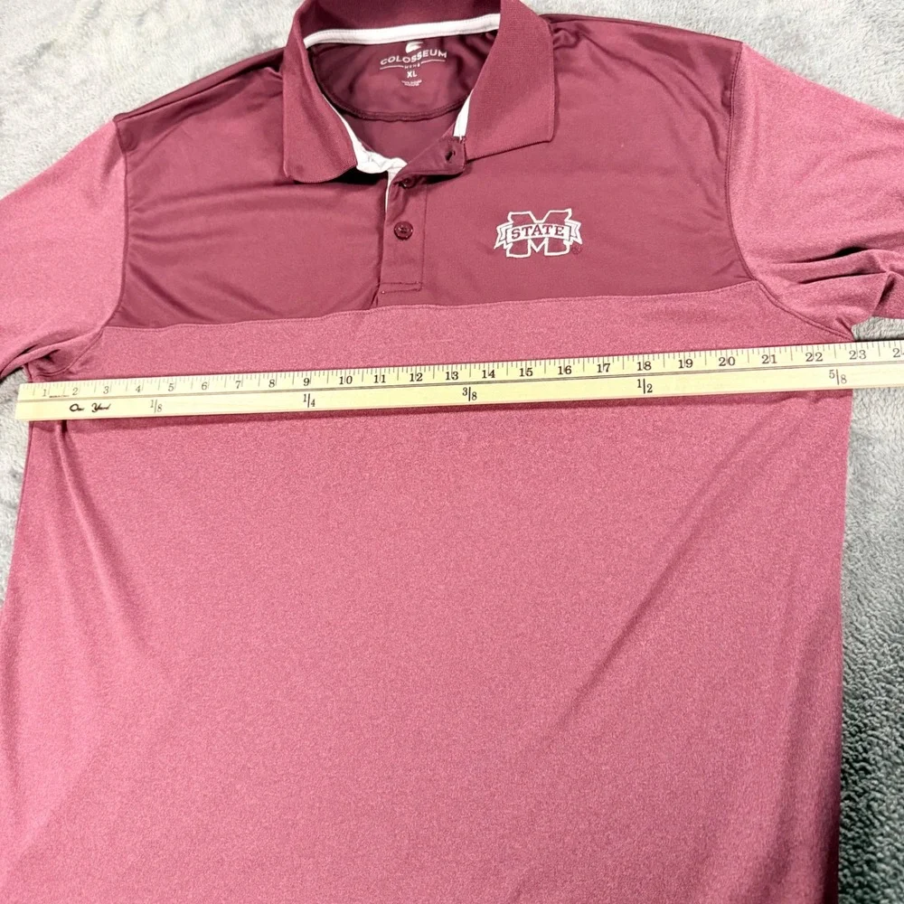 Colosseum Mississippi State Bulldogs Polo Shirt Mens‎ XL Maroon Two Tone Heather - Picture 6 of 7